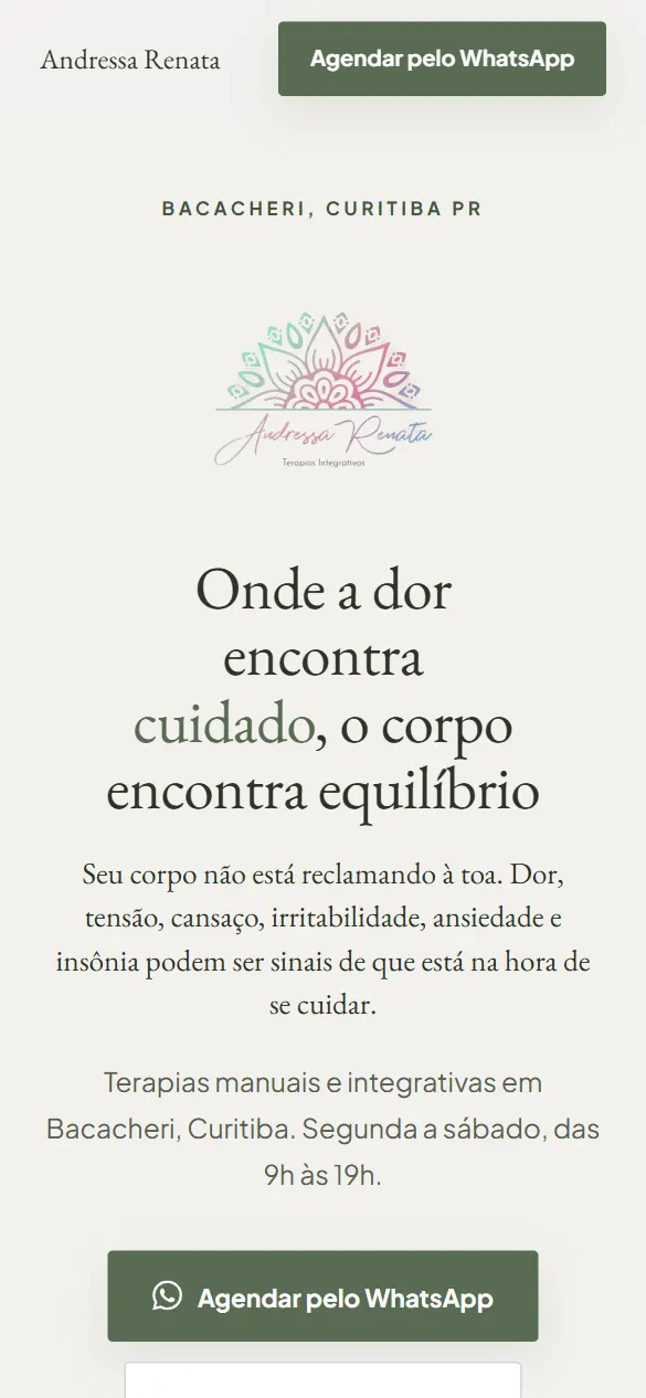 Site da Andressa Renata Terapias Integrativas