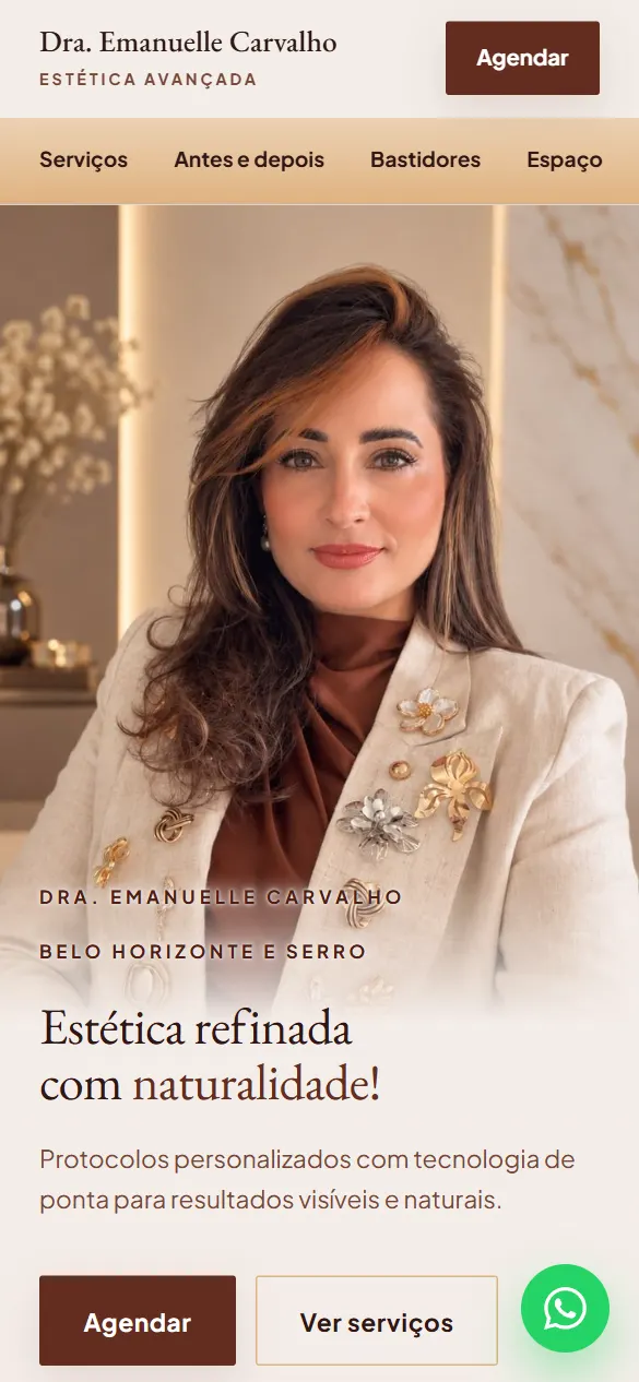 Site da Dra. Emanuelle Carvalho, estética avançada